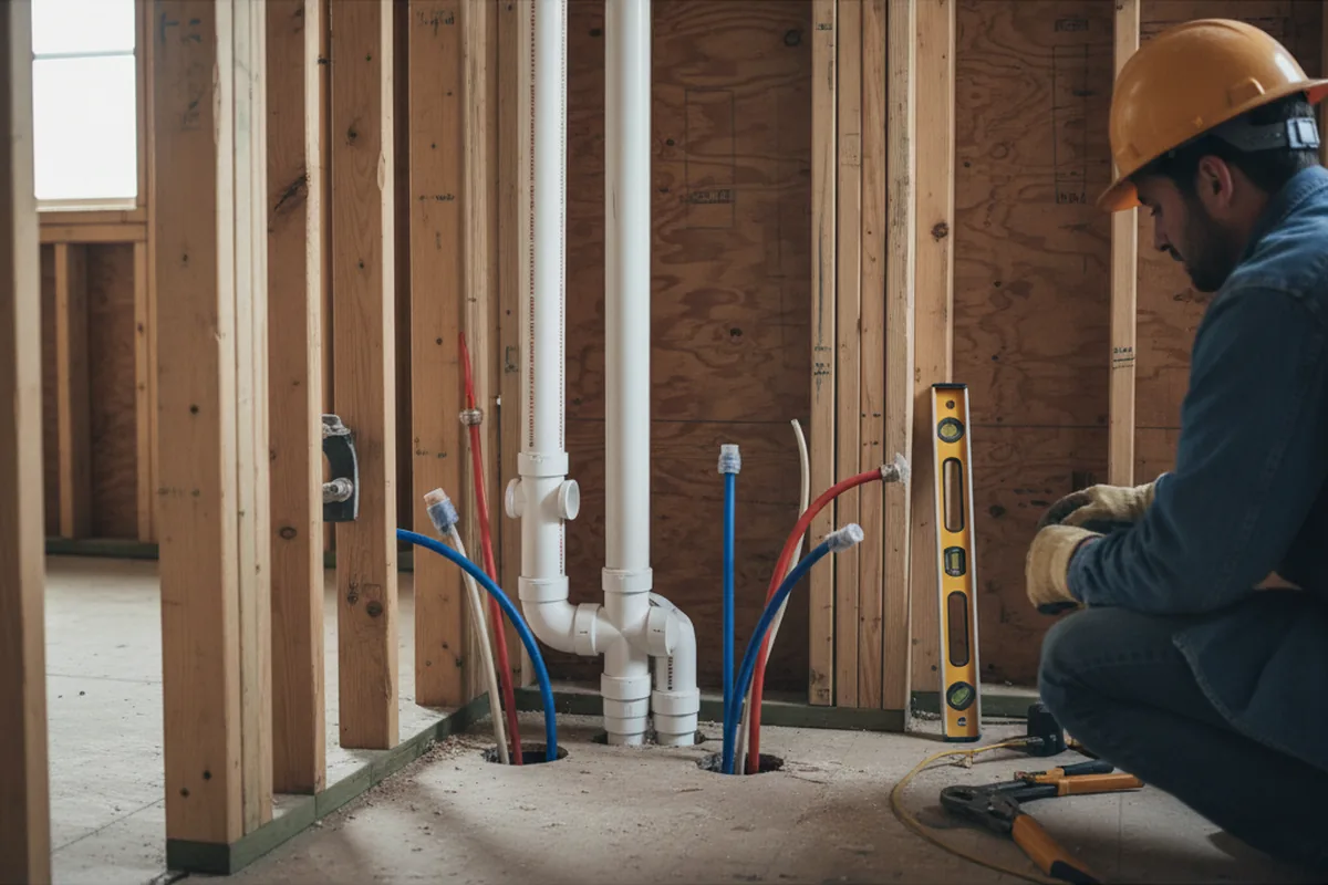 Drain and supply rough-in during Leak Detection in Grant Park